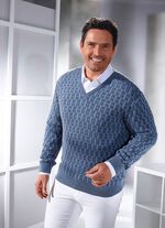 V-Pullover mit Strukturmuster in 3 Farben 