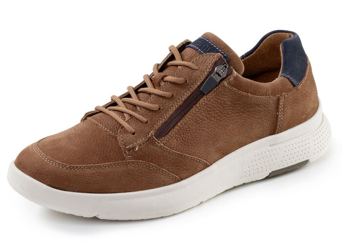 Waldläufer, bequeme Herren-Sneaker, Weite H, mit herausnehmbarem Fußbett COGNAC-MARINE