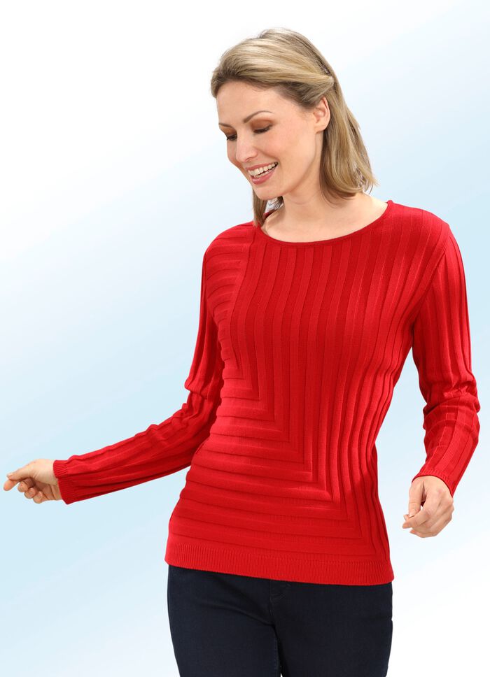 Pullover mit dekorativem Rippendessin ROT