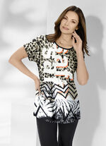 Shirt mit Glanz-Einfass am Rundhalsausschnitt 