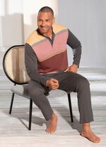 Hajo Klima light Schlafanzug mit Knopfleiste und garngef&auml;rbtem Ringeldessin 