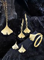 Damenring mit Ginkgo-Blatt-Motiv 