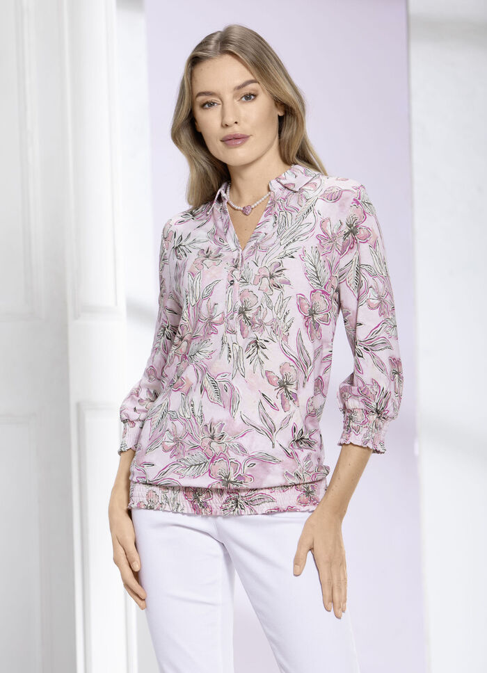 Shirt-Tunika mit aparter Kragenlösung 