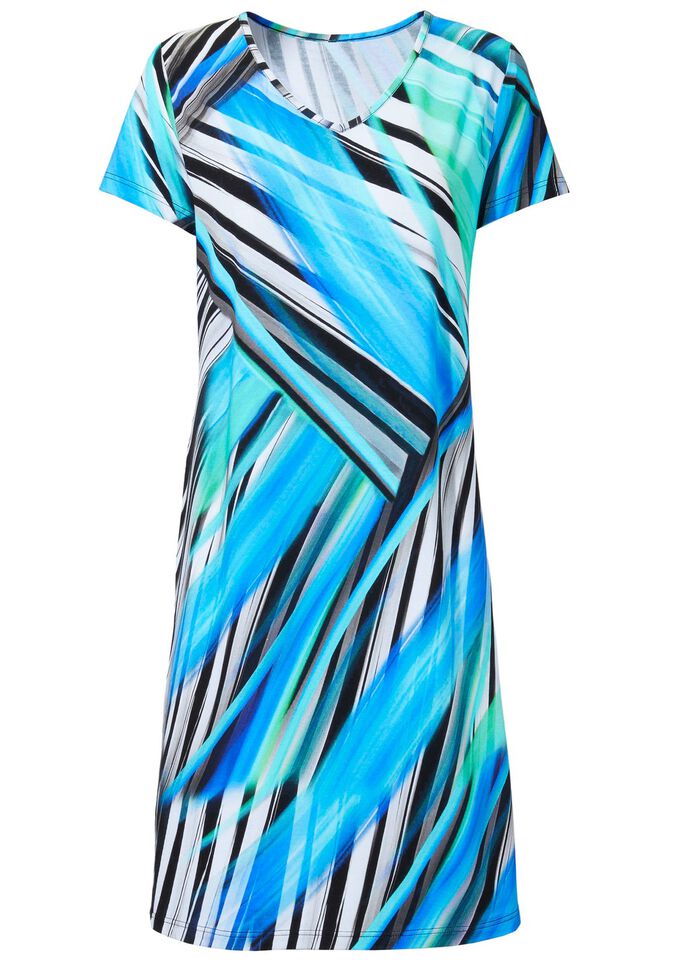 Laurina Kleid mit farbbrillantem Druckdessin und kurzen &Auml;rmeln 