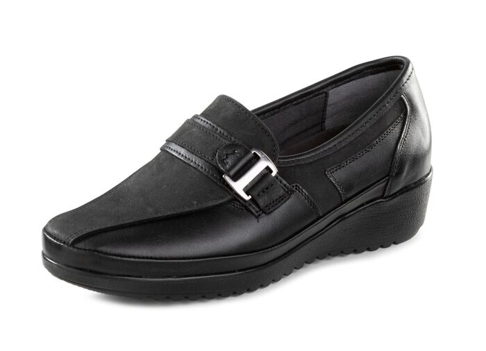 ELENA EDEN Slipper aus Nappaleder und gepr&auml;gtem Lackleder SCHWARZ