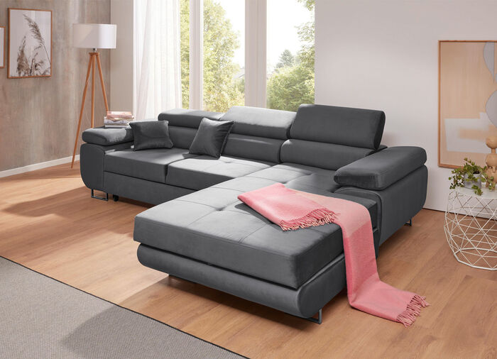 Polstermöbel mit Funktion und verstellbaren Kopfstützen GRAU