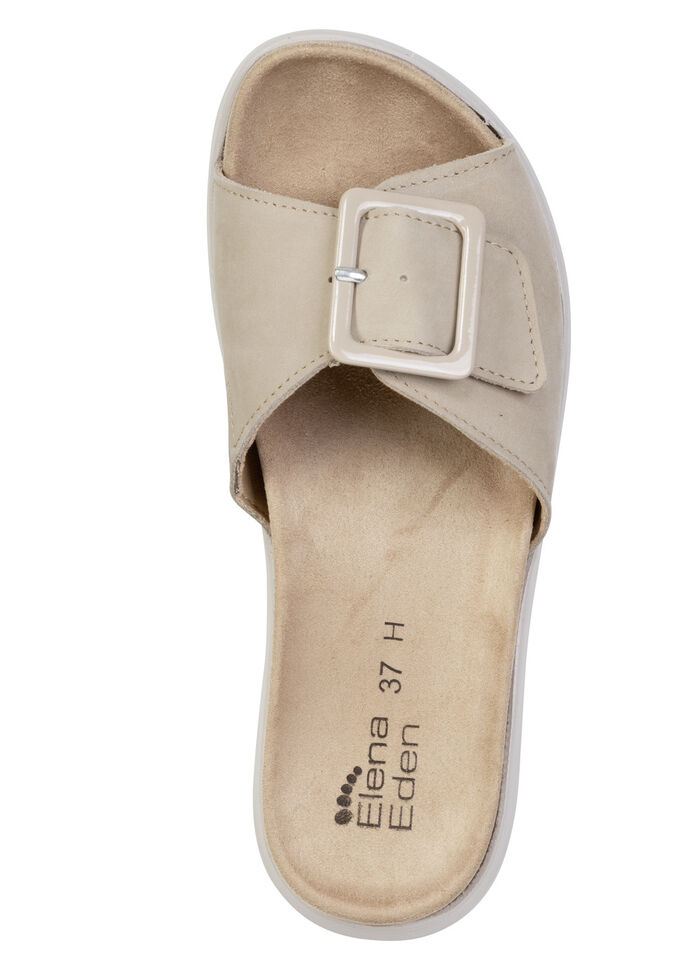 ELENA EDEN, stylische Damen-Pantoletten, Weite H, mit herausnehmbarem Fußbett BEIGE