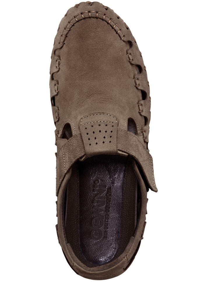Gemini Slipper aus weichem Rind-Nubukleder TAUPE