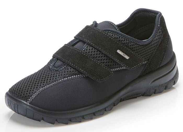 Bequeme Damen-Klettschuhe, Weite H, mit herausnehmbarem Fu&szlig;bett SCHWARZ