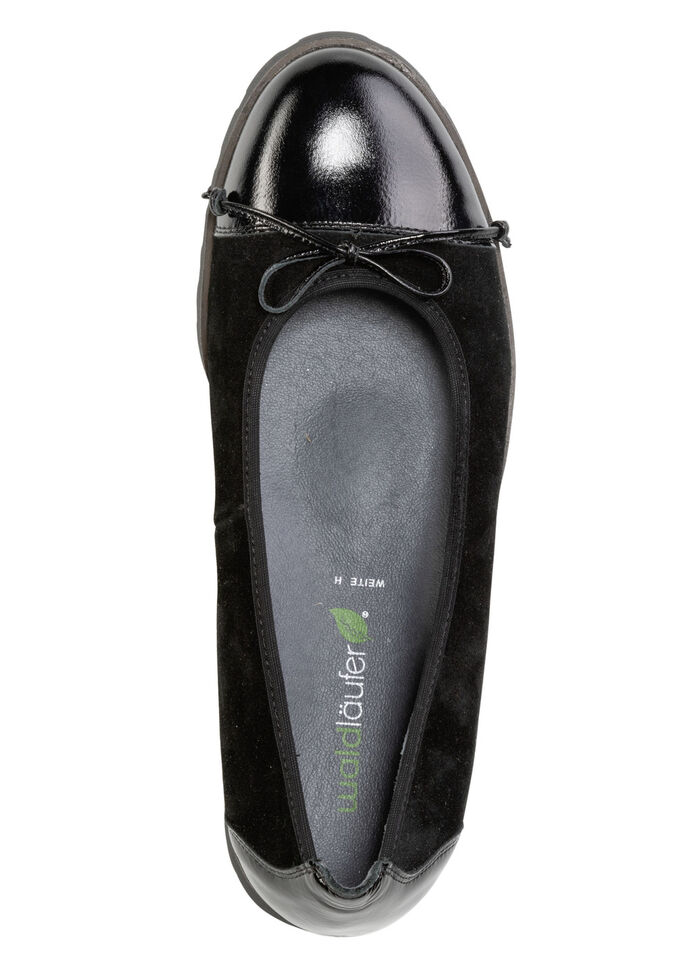 Waldläufer, elegante Damen-Ballerinas, Weite H, mit herausnehmbarem Fußbett SCHWARZ