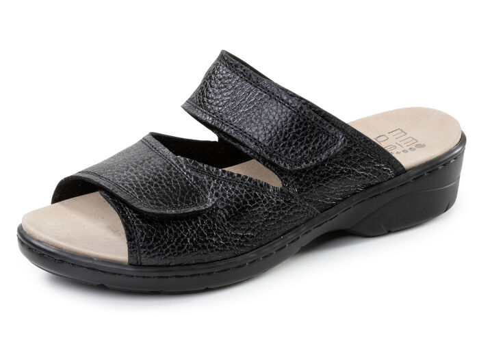 ELENA EDEN, bequeme Damen-Pantoletten, Weite H, mit herausnehmbarem Fußbett SCHWARZ