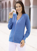 Strickjacke mit Cloqu&eacute;struktur AZURBLAU