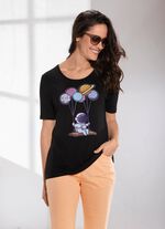 Shirt mit Strasszier im Vorderteil SCHWARZ