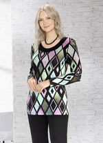 Ausdruckvolles Longshirt mit schwarzer Blende 