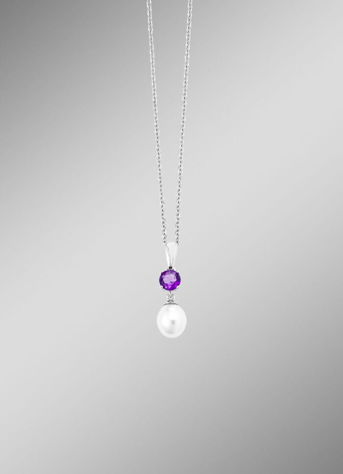 Anhänger mit Süßwasser-Zuchtperle und Amethyst 