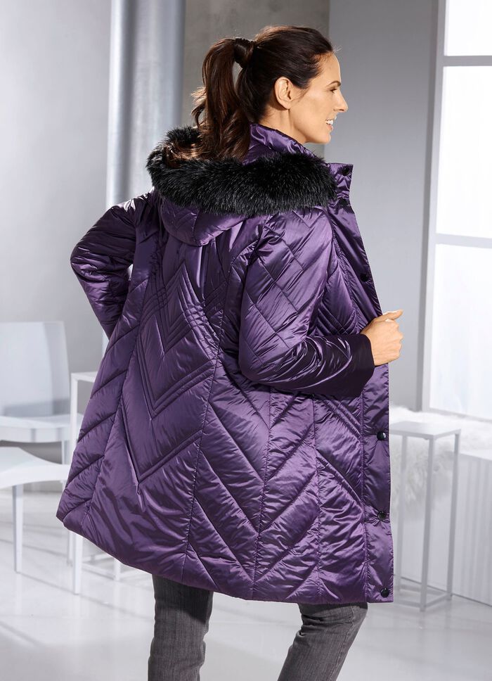 Longjacke mit abnehmbarer Kapuze VIOLETT