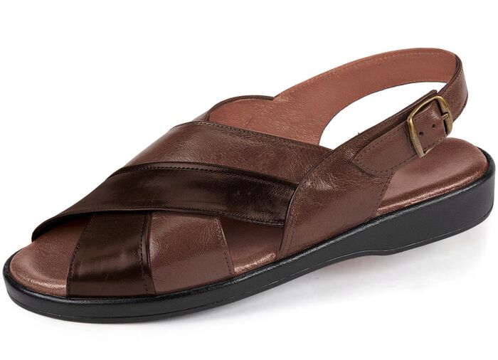 Sandale mit anatomisch geformten Lederfu&szlig;bett KASTANIE-MARONE