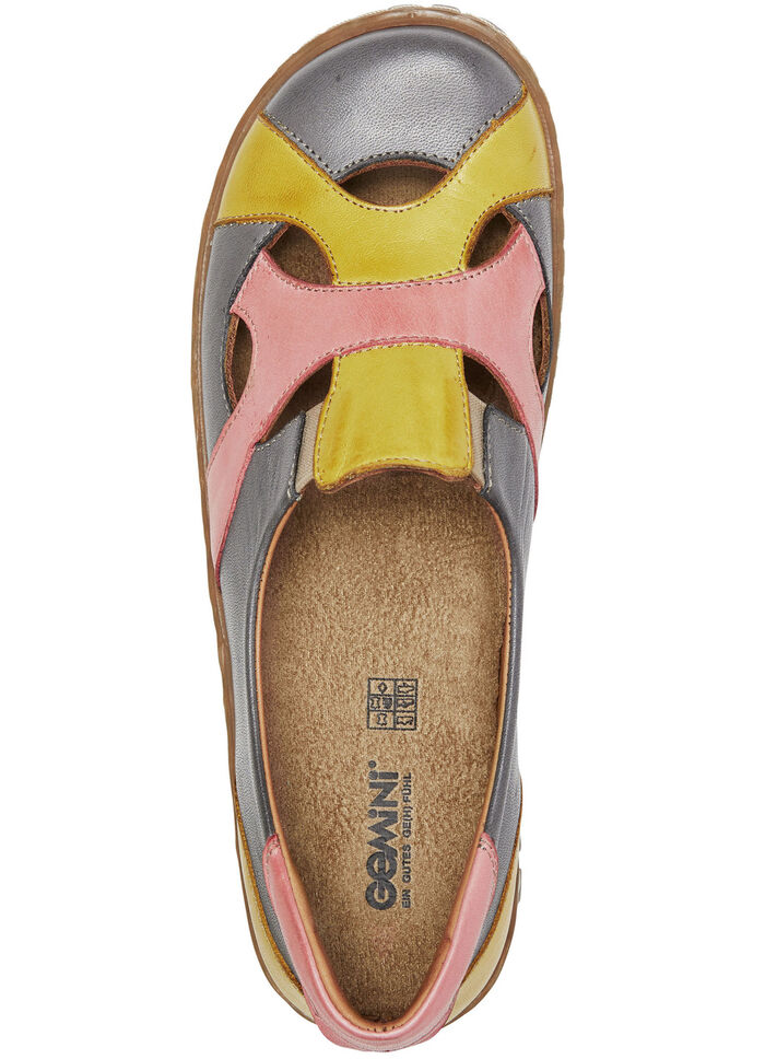 Gemini Slipper aus Rind-Nappaleder GRAU-GELB-LACHS