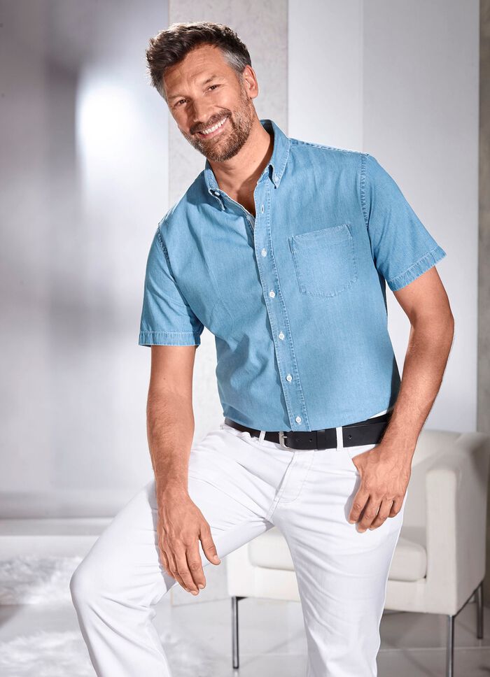 Hemd mit Button-Down-Kragen JEANSBLAU