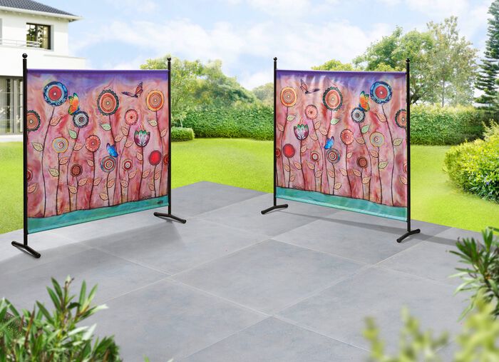 Stellwand mit originellem Blumenmotiv BUNT