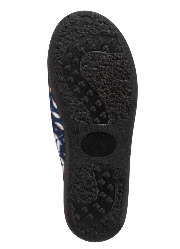 Zweierpack Pantoffeln aus samtig, weichem, bedrucktem Textilmaterial 