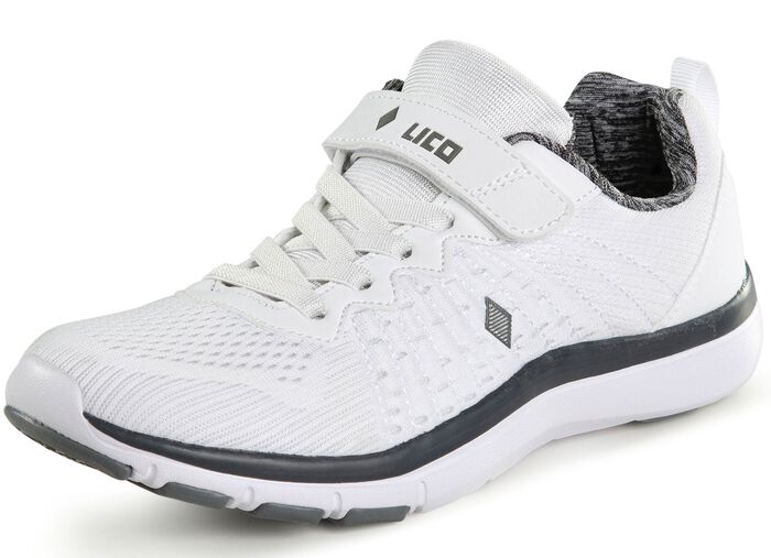 Sneaker aus effektvoll dessiniertem Textilmaterial EISGRAU-WEISS