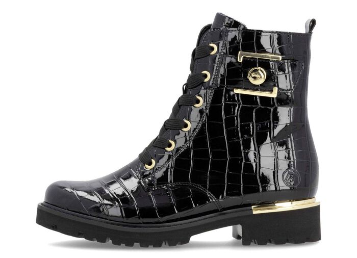 Remonte, stylische Damen-Stiefeletten, Winterschuhe, Weite G, mit herausnehmbarem Fu&szlig;bett SCHWARZ-GOLD