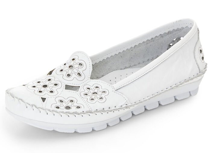 Gemini, leichte Damen-Slipper, Weite G, mit herausnehmbarem Fu&szlig;bett WEISS