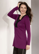 Shirt-Tunika mit Spitzen-Besatz 