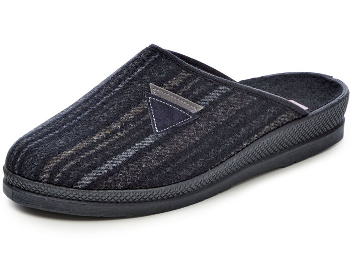 Klassische Herren-Hausschuhe, mit anatomisch geformtem Fu&szlig;bett SCHWARZ-GRAU