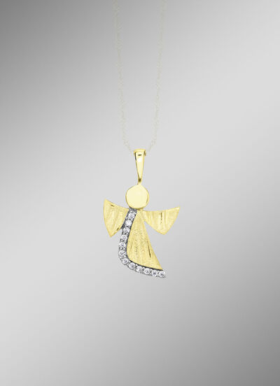 Engel-Anhänger aus Gold mit Zirkonia 