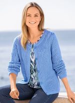 Strickjacke in Netzstrick HELLBLAU