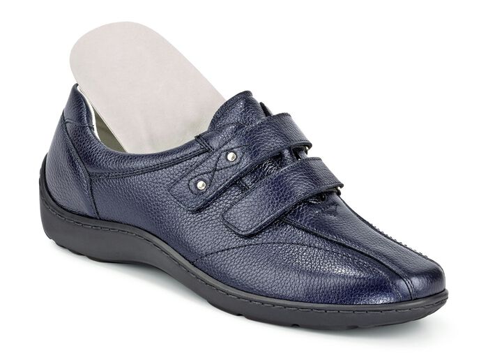 Waldl&auml;ufer, bequeme Damen-Slipper, Weite H, mit herausnehmbarem Fu&szlig;bett DUNKELBLAU