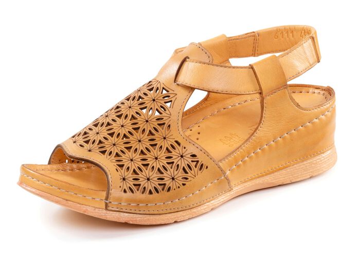 Gemini Sandale aus schattiertem Nappaleder mit Pr&auml;gung GELB