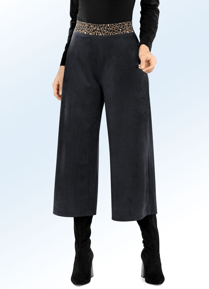 Weich flie&szlig;ende Culotte in Wildleder-Optik SCHWARZ