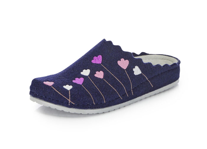 Mubb, klassische Damen-Hausschuhe, Weite H, mit anatomisch geformtem Fu&szlig;bett MARINE