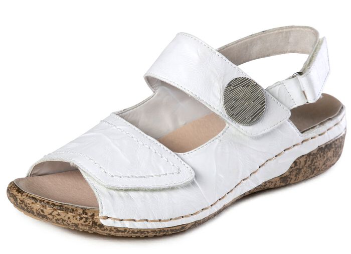 Rieker, bequeme Damen-Sandalen, Weite H, mit herausnehmbarem Fu&szlig;bett WEISS