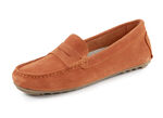 ELENA EDEN Mokassin-Slipper aus geschmeidigem Rind-Veloursleder ORANGE