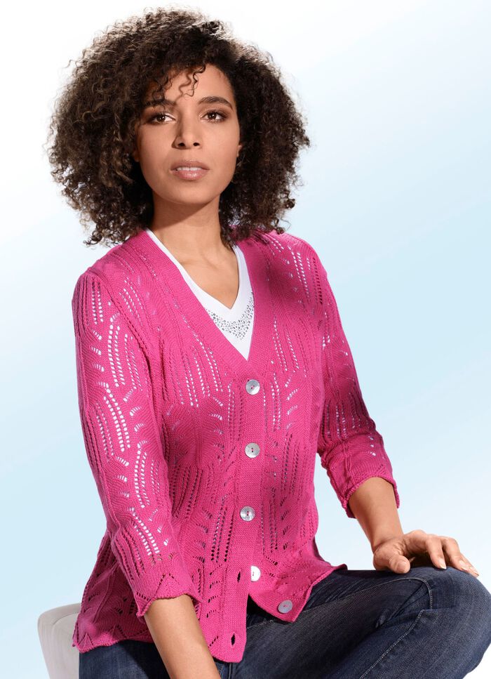 Strickjacke mit nachhaltig recycelter Baumwolle PINK