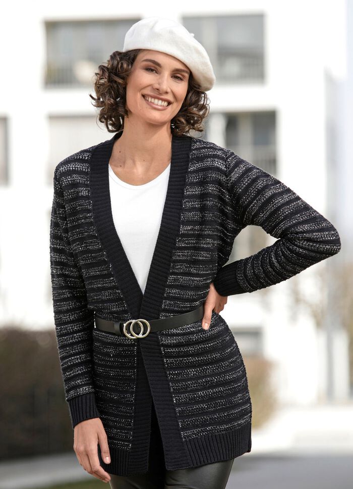Long-Strickjacke mit Glitzer 