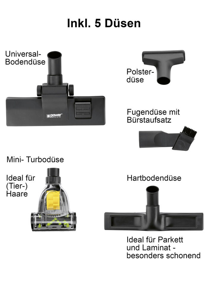 Bodenstaubsauger-Set inklusive 5 Düsen 