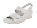 Bequeme Klett-Sandalette aus Velours-Leder CREME