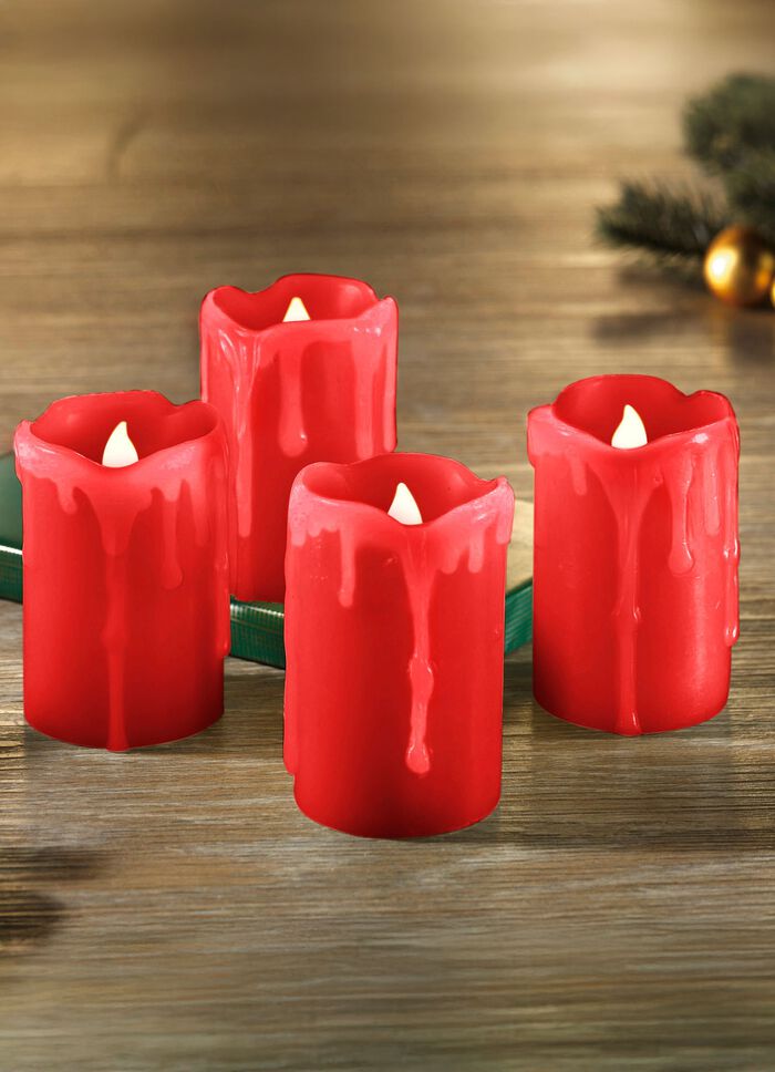 LED-Echtwachskerzen, 4er-Set 