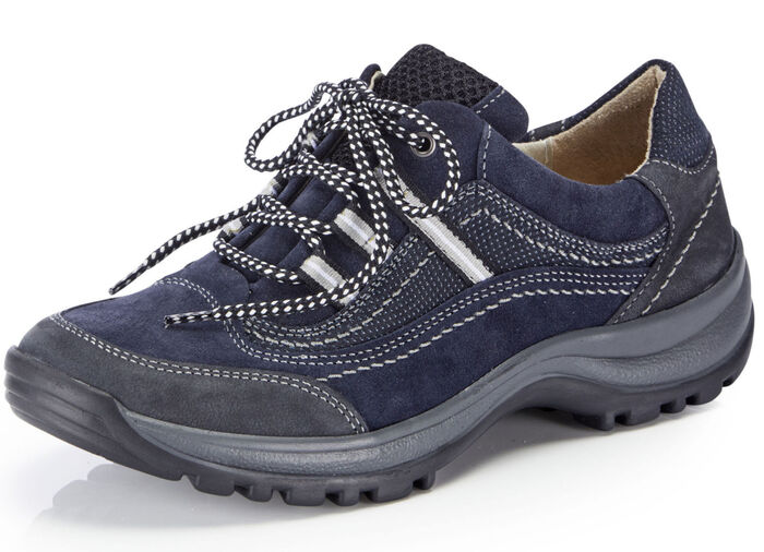 ELENA EDEN Schn&uuml;rschuh aus teilweise gepr&auml;gtem Nubukleder MARINE