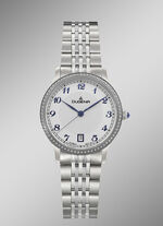 Dugena-Quartz-Damenuhr mit Edelstahlbandgehäuse 