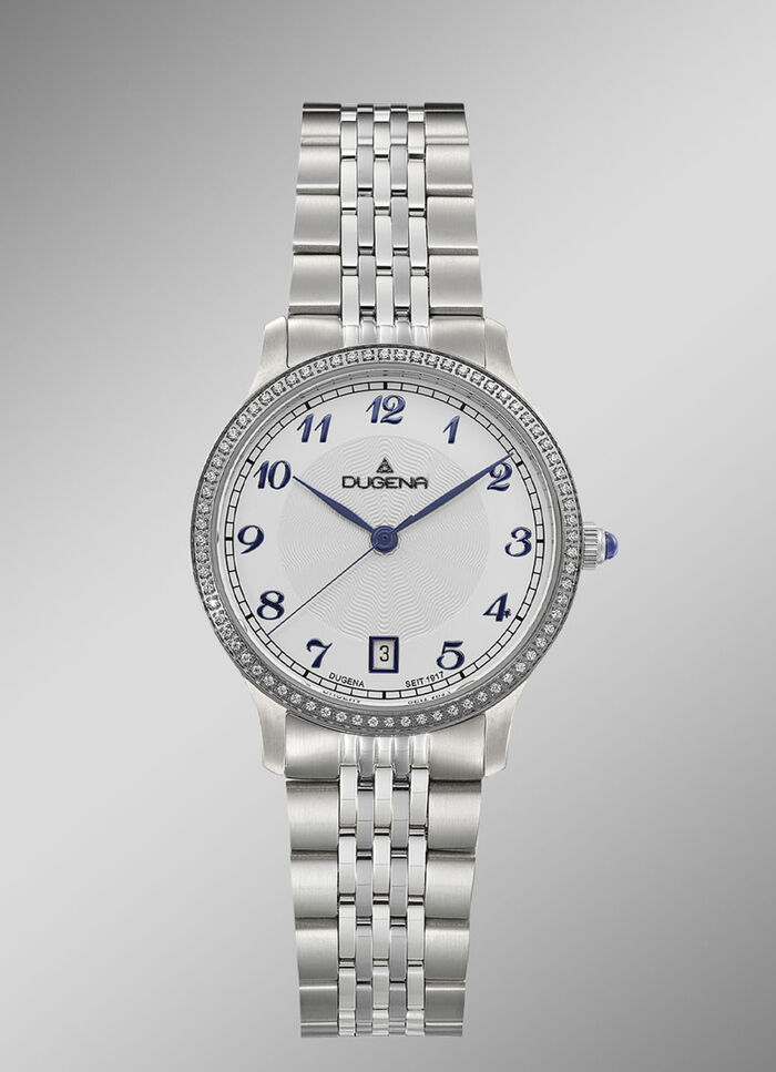 Dugena-Quartz-Damenuhr mit Edelstahlbandgehäuse 