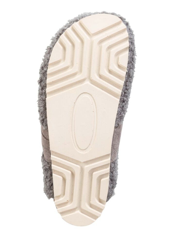 Laurina Pantoffel aus weichem Pl&uuml;sch mit Veloursbesatz 