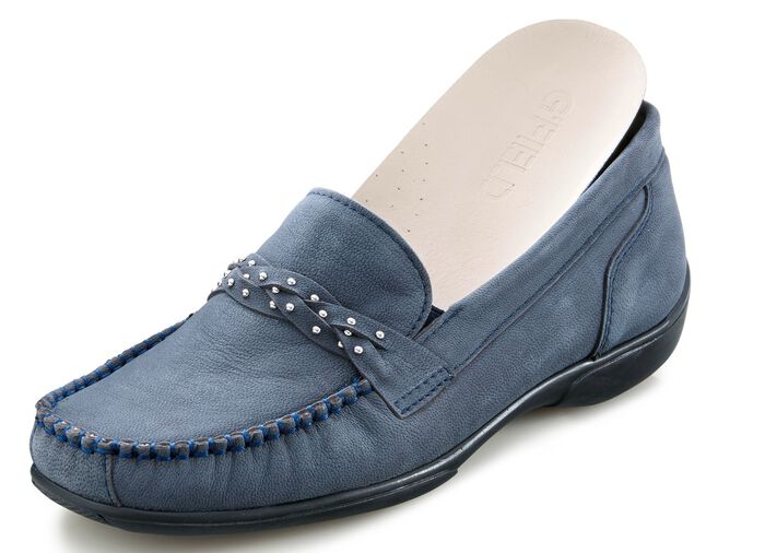 ELENA EDEN, bequeme Damen-Slipper, Weite H, mit herausnehmbarem Fu&szlig;bett JEANS