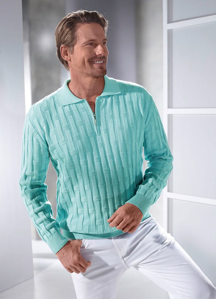 Polopullover mit kurzem Rei&szlig;verschluss in 3 Farben 