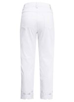 Hose mit floralen Lochstickereien 